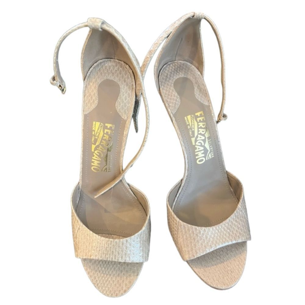 🔥 Ferragamo heels. Open toe. Brand new with crystal and gold metallic heels. - Picture 7 of 7